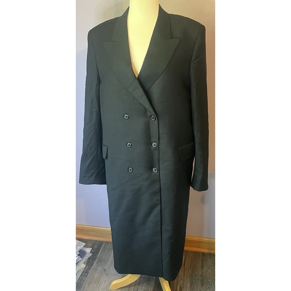 G & G AMG Design RARE Black Men's Trench Coat Wool Made in Europe Size 40S‎